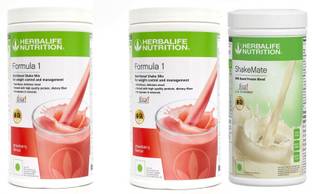 Herbalife Nutrition FORMULA1 STRAWBERRY 500 GRAM & STRAWBERRY 500 GRAM & SHAKEMATE 500 GRAM Protein Shake