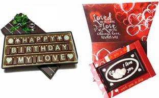 FabBites Chocolate with Happy Birthday Message/Quote and Chocolate bar in Love Greeting Card Packing Combo