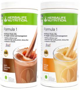 HERBALIFE 2 PCS OF Formula 1 Nutritional Shake Mix CHOCOLATE + ORANGE Flavor Plant-Based Protein