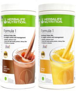 HERBALIFE 2 PCS OF Formula 1 Nutritional Shake Mix CHOCOLATE + MANGO Flavor Plant-Based Protein