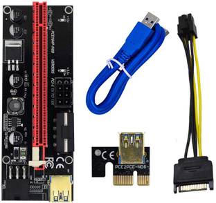 Nextar VER 009S Riser Cable Black PCIE Riser 1X to 16X Graphics Extension for GPU Mining Powered Riser Adapter Card, 60cm USB 3.0 Cable, 4 Solid Capacitors, Two 6PIN & Molex 3 Power Options(Pack 0f 1) GDDR4 16 GB NVIDIA Chipset 64 bit 120 MHz Graphics Card
