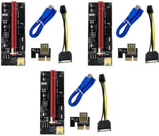 Nextar VER 009S Riser Cable Black PCIE Riser 1X to 16X Graphics Extension for GPU Mining Powered Riser Adapter Card, 60cm USB 3.0 Cable, 4 Solid Capacitors, Two 6PIN & Molex 3 Power Options(Pack 0f 3) GDDR4 16 GB NVIDIA Chipset 64 bit 120 MHz Graphics Card