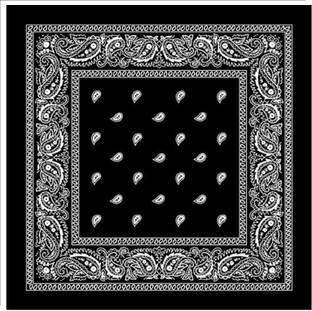 Inara 100% Cotton Black Bandana Handkerchief (22x22 Inch) ["Black"] Handkerchief
