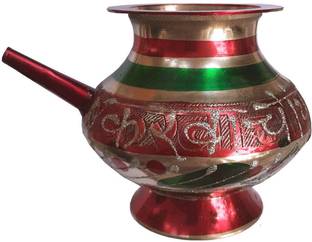 SK Craft Meenakari Brass Printed Design Karwa Chauth Lota, Karwa Lota, Karwa Kalash, Pooja Kalash, Pooja Lota-4.5" Inches Brass Kalash