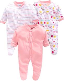 MM IMPEX Romper For Baby Boys & Baby Girls Striped, Printed, Solid Cotton Blend