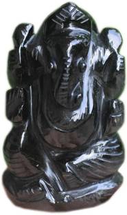 HEALIT Natural Black obsidian Crystal Ganesha Statue,Home decor Festival Ganesha Statue Decor Sculpture-Yoga Statue-Meditation-Lord Ganesha Idol - Gift Item Showpiece(2 Inch) Decorative Showpiece  -  6 cm