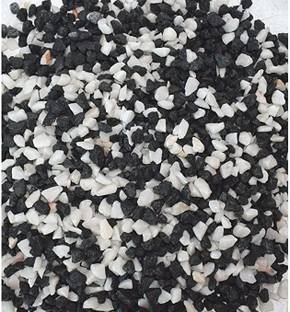 MAK TRADER Stone Decorative Aquarium and Vase Filler pebbles for Home, Garden & Outdoor Decoration (Black & White_1Kg) Carved Angular Rock Stone