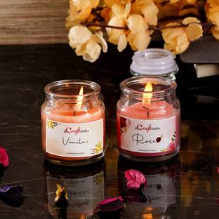 eCraftIndia flavour Jar Candle - Rose, Vanilla Candle