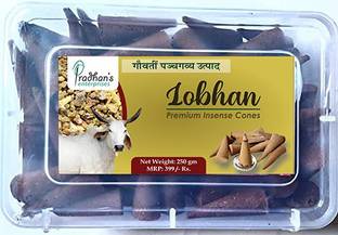 Pradhan Panchgavya Desi Cow Dung Dhoop Batti (Pack of 120 Cone) Flavor :Lobhan Dhoop