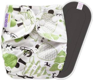 Bembika B Plus Printed Cloth Diapers for Babies, Washable Reusable, Adjustable Sizes with 5 Layer Bamboo Charcoal Insert (Christmas) 1YB1 - XL