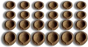 ShouryaKriti Panchagavya Gobar Diya (Pack Of 24) Pottery (Pack of 24) Table Diya