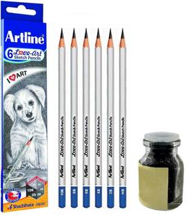 Artline HB,2B,4B,6B,8B,10B Pencil with Back charcoal powder Pencil