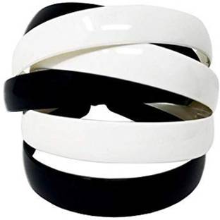 ASG Pack of 6 Pcs (Black & White) Daily Use Plastic Plain Wide Hair Band Accessories for Girls & Women Head Band