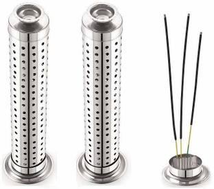 Om Phool Batti Stainless Steel Agrbatti Stand with Ash Catcher,Incense Holder(Pack of 2) Stainless Steel Incense Holder