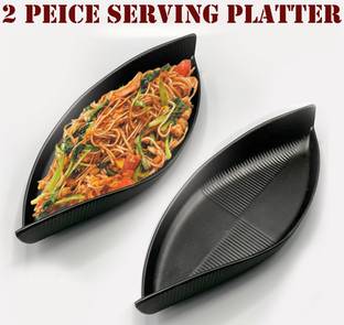 ZIDO Pack of 2 Exclusive Multi-Purpose Serving Platter for All Type of Snacks Like Noodles, Chilly Potato, Dhokla, Cookies, Pastries, Cutlet, Chaap, Paneer Tikka, Tandoori Items and as Your Wish. Sizzler Tray