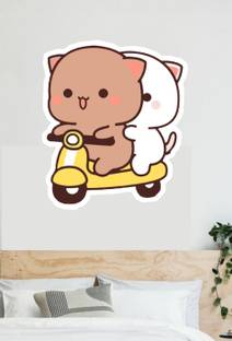 COMBO STICKER PACK OF 3 (8×10) ) OF PEACH GOMA MILK MOCHA BEAR PANDA LOVE BIRDS COUPLE TEDDY BEAR GOMMA MOCCHI PEACH STICKERSS Paper Print