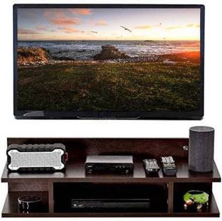 Sparklewood Wooden Set Top Box Stand Wall Mounted TV Cabinets Wall Selves Holds Speaker, Cable Boxes, Streaming Device, Game Console, Remote, WiFi Router Wooden Wall Shelf (Number of Shelves - 3, Brown) Wooden Wall Shelf