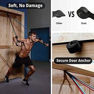 Bold and Wide 11 pcs Resistance Band Set for Exercise | Stretching | Workout Toning Tube Kit रेजिस्टेंस ट्यूब
