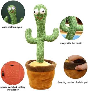 KTRS Dancing Cactus, Talking Cactus Toy Repeats What You Say, Wriggle Dancing and Singing Cactus, Soft Plush Electric Speaking Cactus Baby Toys Funny Creative Kids Toy