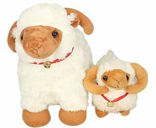Patly Cream Sheep 35_CMwith Baby Lamb 22_cm Stuffed Soft Plush Toy  - 35 cm