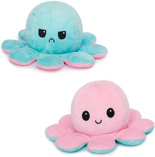 Toyingly Cute reversible blue pink octopus stuffed soft toy  - 25 cm