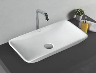 SENISTO best long basin / glossy f0inishing / sixe { 60.5 x 30 x 11 cm } / super white colour / counter top bain Table Top Basin