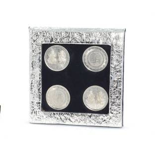 RELBEES German silver coin pack of 4(10 grams each) with velvet box Silver Plated Yantra