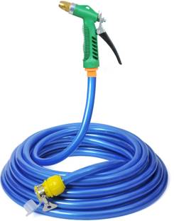 purvish 10 METER SHINE BLUE FLEXIBLE HOSE PIPE (SIZE 0.5 INCH, 12 mm) WITH ACCESSORIES GARDENING , HOUSE CLEANING AND CAR WASHING Spray Gun