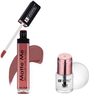 KRAYONS Matte Me Ultra Smooth Matte Liquid Lip Color, Nude Embrace, 5ml And Color Me Crazy Nail Enamel, Top Coat, 8ml, Combo (Pack of 2)