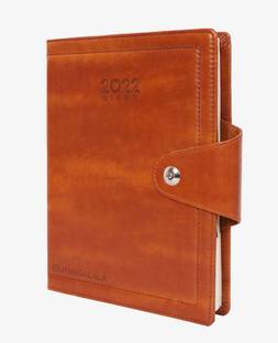 Jhingalala PU Leather Finish Hard Bound Executive Diary 2022 Notebook with Lock, Pen Holder Regular Diary Ruled 365 Pages