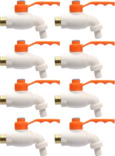 PatriotHouse Plastic Heavy Duty White Turkey Nozzle Bib Cock Tap & Garden Tap (Pack of 8) Faucet Set