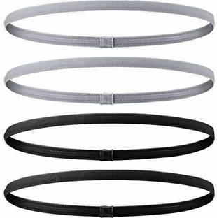 Seeotwo 4 Pieces Thin Non-Slip Elastic Sports Headbands with Silicone Grip Fitness Band