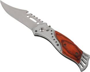 Tuelip Folding Push Button Lock Knife For Hiking , Camping , Travelling With Torch Ultrasharp Swiss Army (Brown) Knife