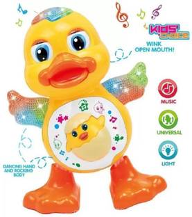 aurapuro Dancing Duck With Music and 3D Flashing Lights For Babies, Toddlers, Girls and Boys | Perfect Birthday (Return) Gift for Your Baby ,Dancing Duck Toy,LED Lighting Duck Walking ,Musical Sound Toy for Toddlers and Babies, Musical Duck Toy
