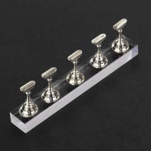 THR3E STROKES Acrylic Fingernail DIY Nail Art Display Stand Training Finger Practice Display Stand (MIGHTY SILVER)