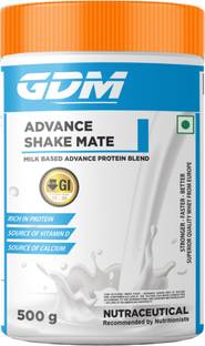 gdm nutraceuticals llp ADVANCED SHAKE MATE - HIGH QUALITY PROTEIN MIXTURES 18 SERVINGS (500 GM, MILK) Protein Blends