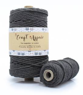 Craft Affair | 3ply Twisted Cotton Rope Macrame Cord (10 Meter, 4mm) | Wall Hangers & DIY work Charcoal Grey