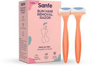 Sanfe Bum Hair Removing Razor for women with mid pivot hair removing technology - Pack of 2 | Reusable | With Pure Vitamin C & Peach Extracts | Smooth finish | Easy Hair Removal | Painless Hair Removal, Women