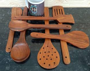 HomEnrich Cooking Spoons | Baking Spoons | Ladle | Spatula | Wood Ladle | Wood Spatula | Wood Spoons | Wooden Spatula | Wooden Ladle Kitchen Tool Set