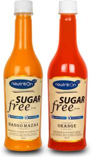 Newtrition Plus Mango + Orange(Pack of 2) - Sugar Free Syrup, Zero Calorie, Zero Carb Diabetic , Keto Friendly (500 ml) Mango, Orange