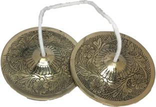 UAPAN Brass Designer Manjira Manjeera Big Size for Handmade Percussion Instrument, Hand Cymbals - Indian Musical Instrument,Kartal Instrument- 420 GM Kartal Instrument