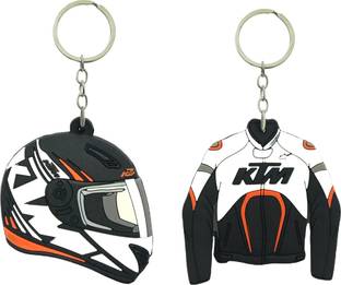 SCORIA Combo KTTM Double Sided Jacket And Helmet Shape Hard Rubber Keychain Pack OF 2 Key Chain