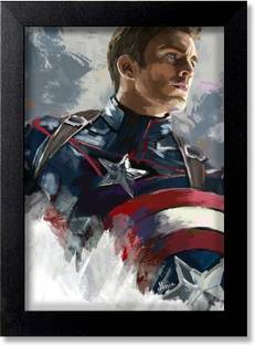 Blue Nexus Captain America Avenger Superhero Wall Poster with Wall Frame Wall Stickers Room Art Poster_FBNWPC364 Digital Reprint 12 inch x 9 inch Painting
