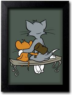Blue Nexus Tom n Jerry Funny Cartoon Poster Wall Poster with Wall Frame Wall Stickers Room Art Poster_FBNWPK234 Digital Reprint 12 inch x 9 inch Painting