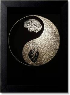 Blue Nexus Beautiful Yin and Yang Mind and heart Digital Art Poster Wall Poster with Wall Frame Wall Stickers Room Art Poster_FBNWPM59 Digital Reprint 12 inch x 9 inch Painting