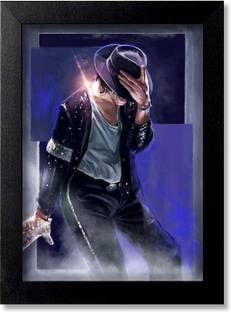 Blue Nexus Classic Michael Jackson Pop King Legend Wall Poster with Wall Frame Wall Stickers Room Art Poster_FBNWPC372 Digital Reprint 12 inch x 9 inch Painting