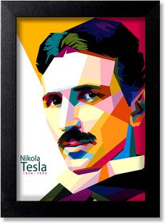 Blue Nexus Nikola Tesla Vector Legend Poster Wall Poster with Wall Frame Wall Stickers Room Art Poster_FBNWPL2 Digital Reprint 12 inch x 9 inch Painting
