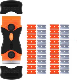 WOWSOME Glue Remover Mini Razor Plastic Double Edged Blade Scraper with 20 Pcs Plastic and 20 Pcs Steel Blades for Scraping Labels, Decals from Glass, Windshields for Computers, Mobiles, Gaming, Laptops