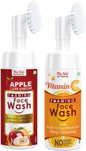 The Nile Apple Cider Vinegar Foaming FaceWash (100 ml) + Vitamin C Foaming Facewash with Built-in-Brush for Deep Cleansing (100ML) Combo pack of 2 (2 items in the set)