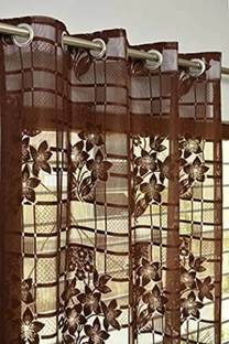Essensa Furnishings 274 cm (9 ft) Net Transparent Long Door Curtain (Pack Of 2)